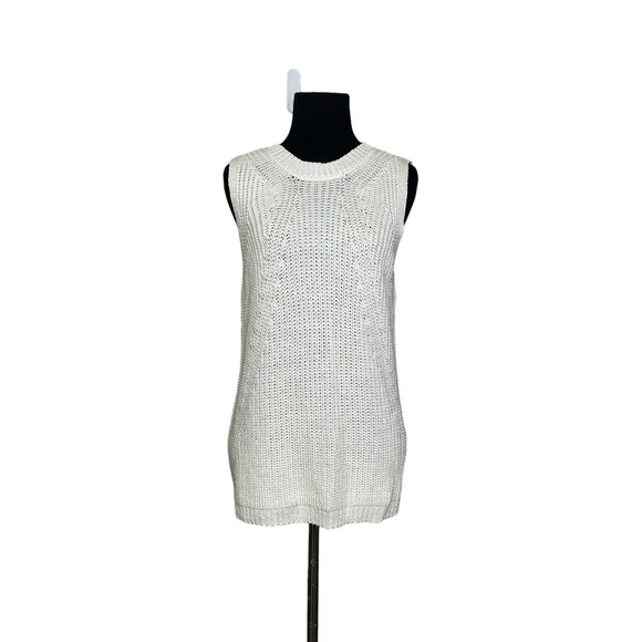 Philosophy Ivory Crew Neck Sleeveless Cable Knit Sweater M - Picture 12 of 12